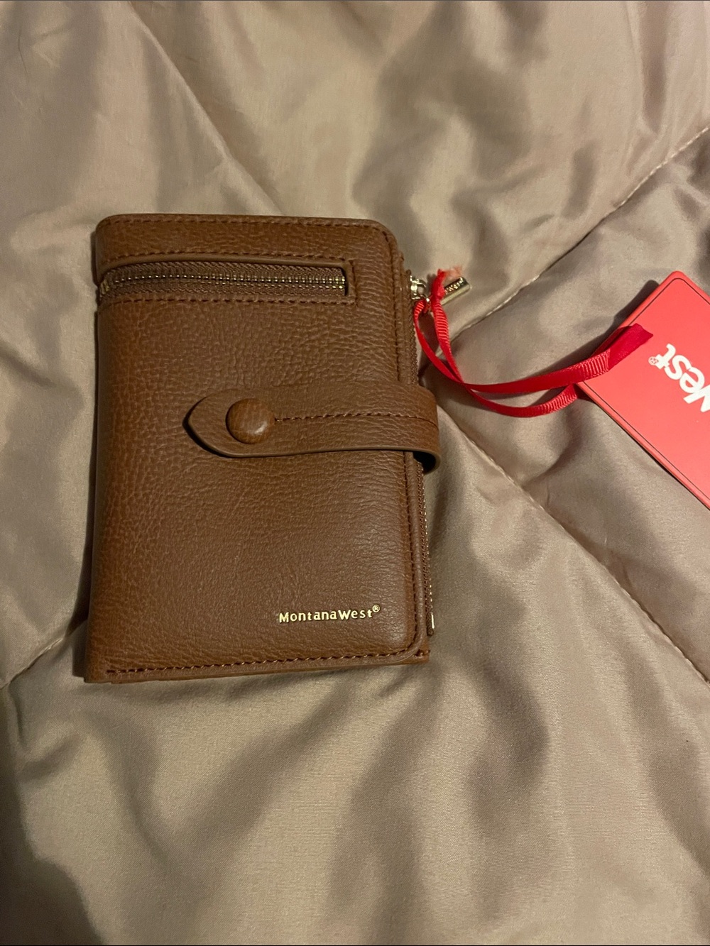 Montana West Chestnut Brown Bi-Fold Leather Wallet with Snap